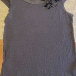H&M Gray Ruffled Cap Sleeve Blouse